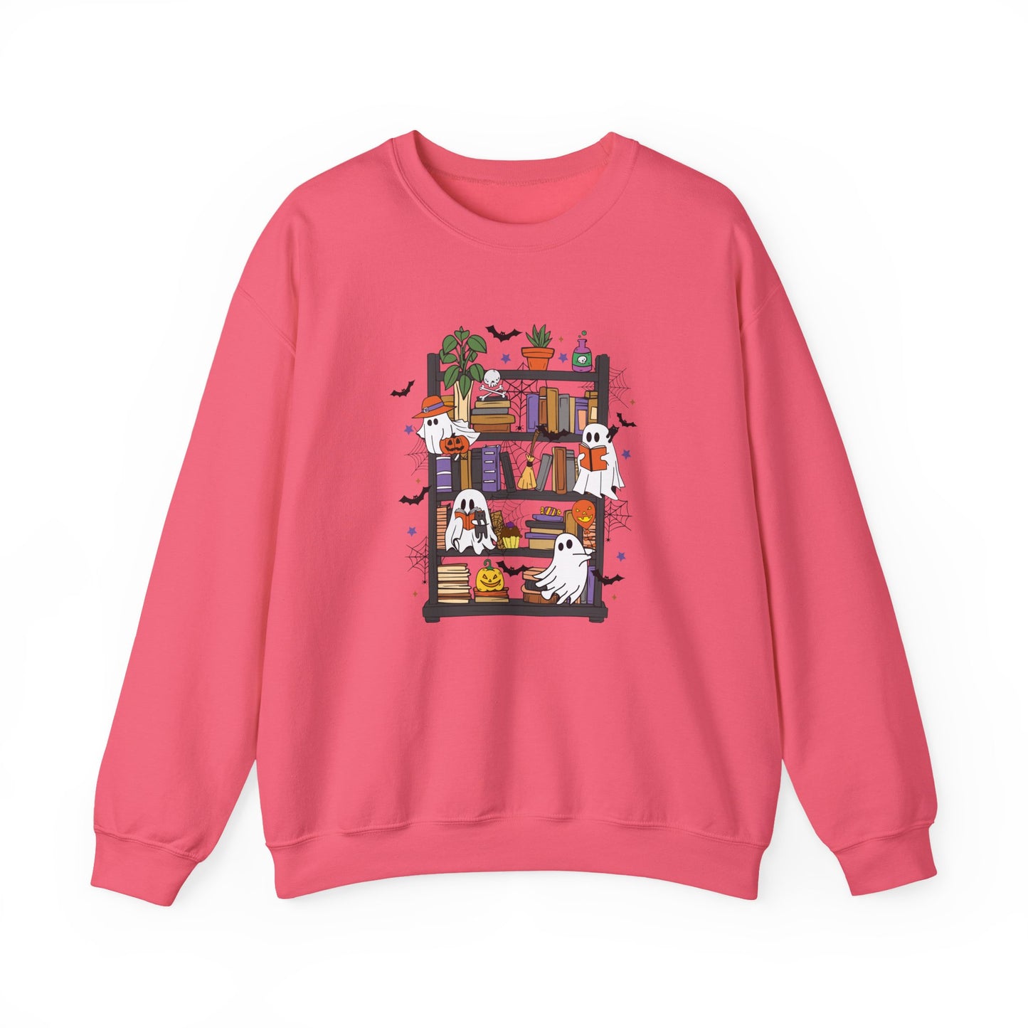 Bookish Ghost Boos Library Gildan Crewneck Sweatshirt