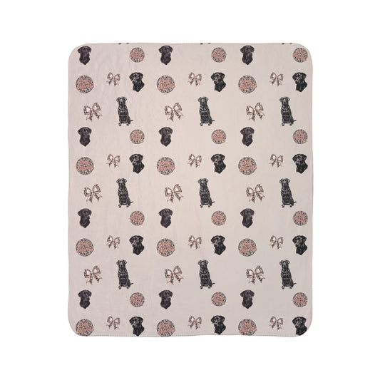 Black Lab Fleece Sherpa Blanket