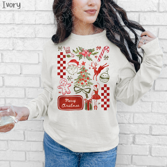 Christmas Doodles Comfort Colors Long Sleeve Shirt