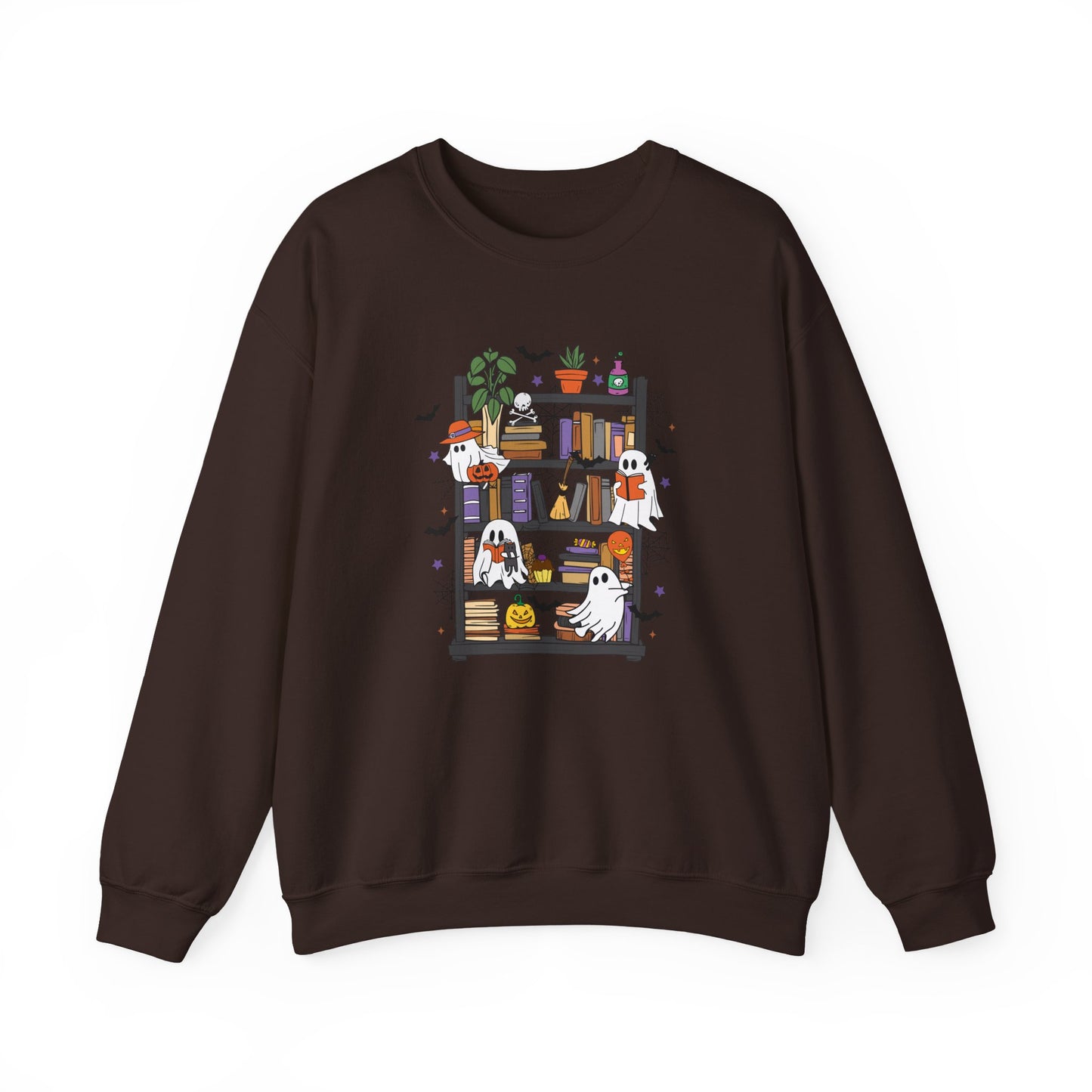 Bookish Ghost Boos Library Gildan Crewneck Sweatshirt