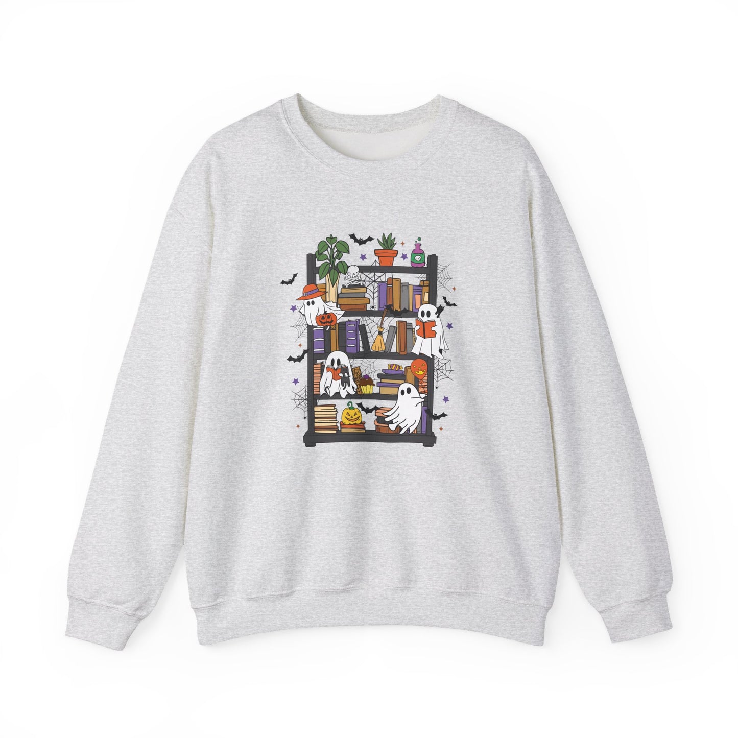 Bookish Ghost Boos Library Gildan Crewneck Sweatshirt