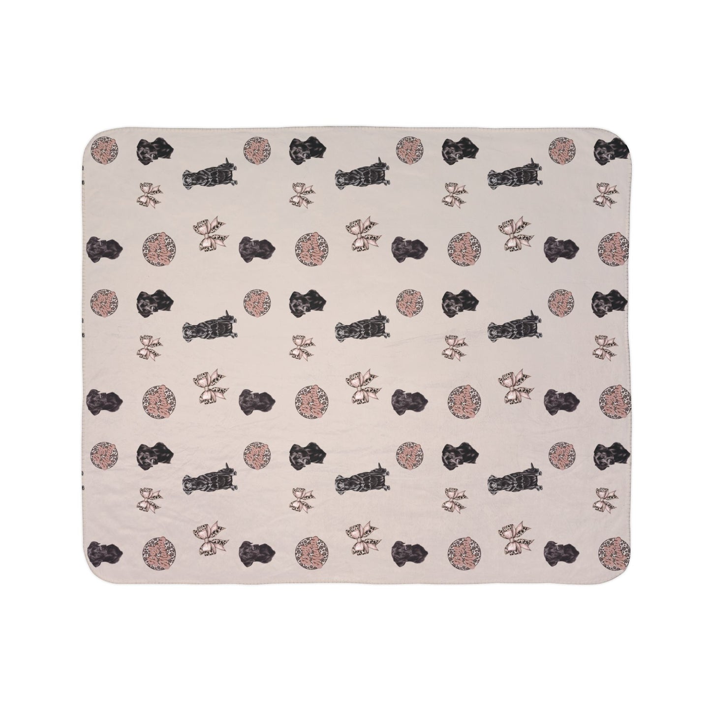 Black Lab Fleece Sherpa Blanket