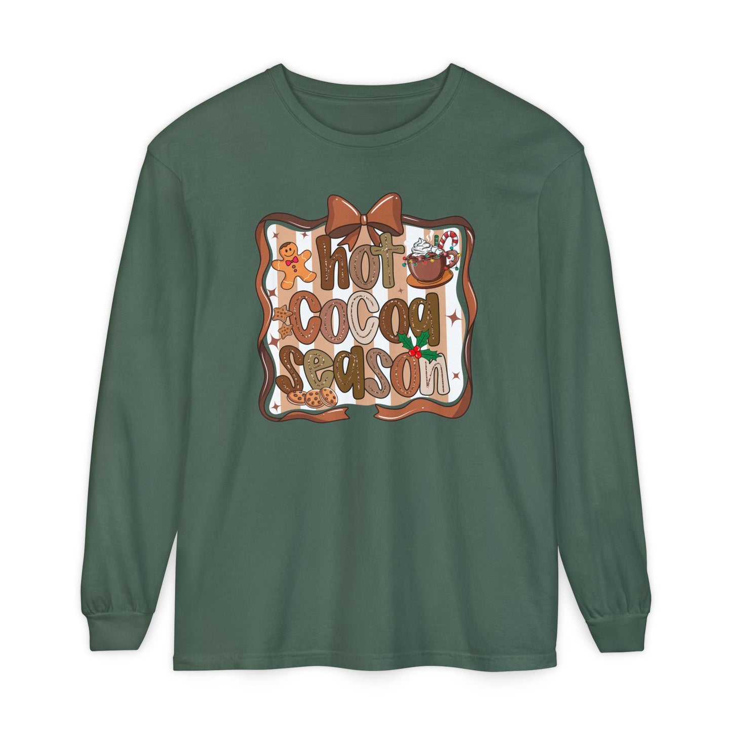 Cozy Hot Cocoa Season Comfort Colors Long Sleeve Shirt