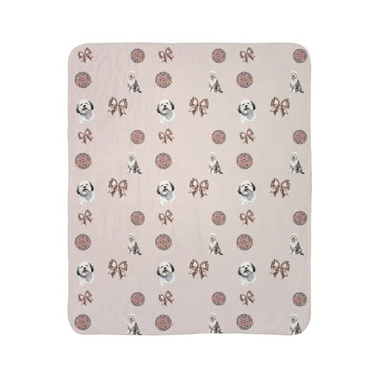 English Sheepdog Fleece Sherpa Blanket