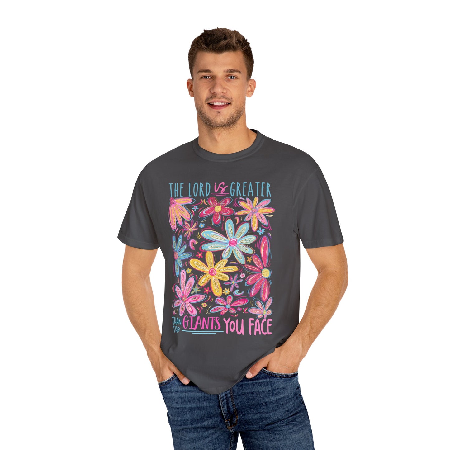 The Lord is Greater Than The Giants You Face Comfort Colors Tee