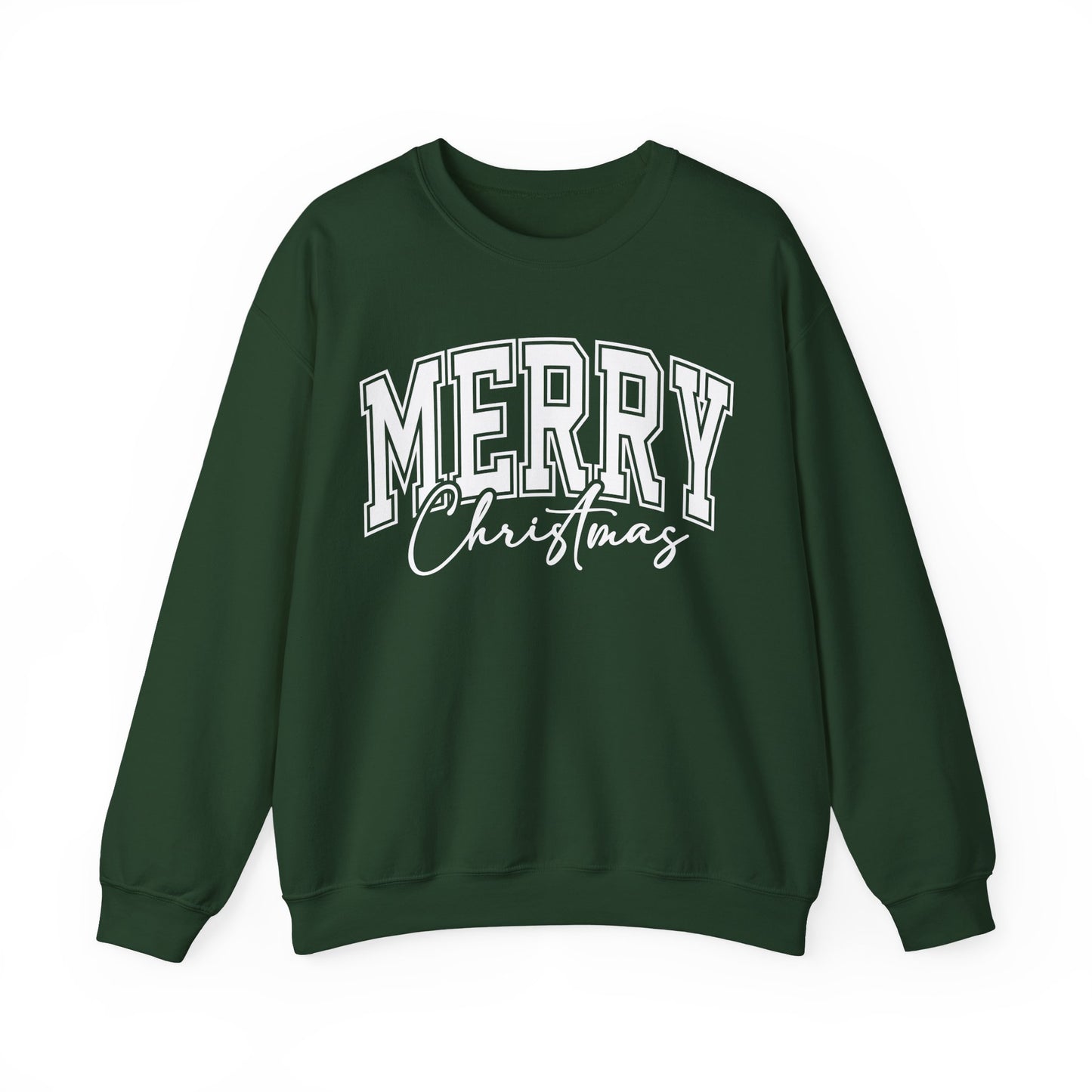 Merry Christmas Varsity Font Crewneck Gildan Sweatshirt