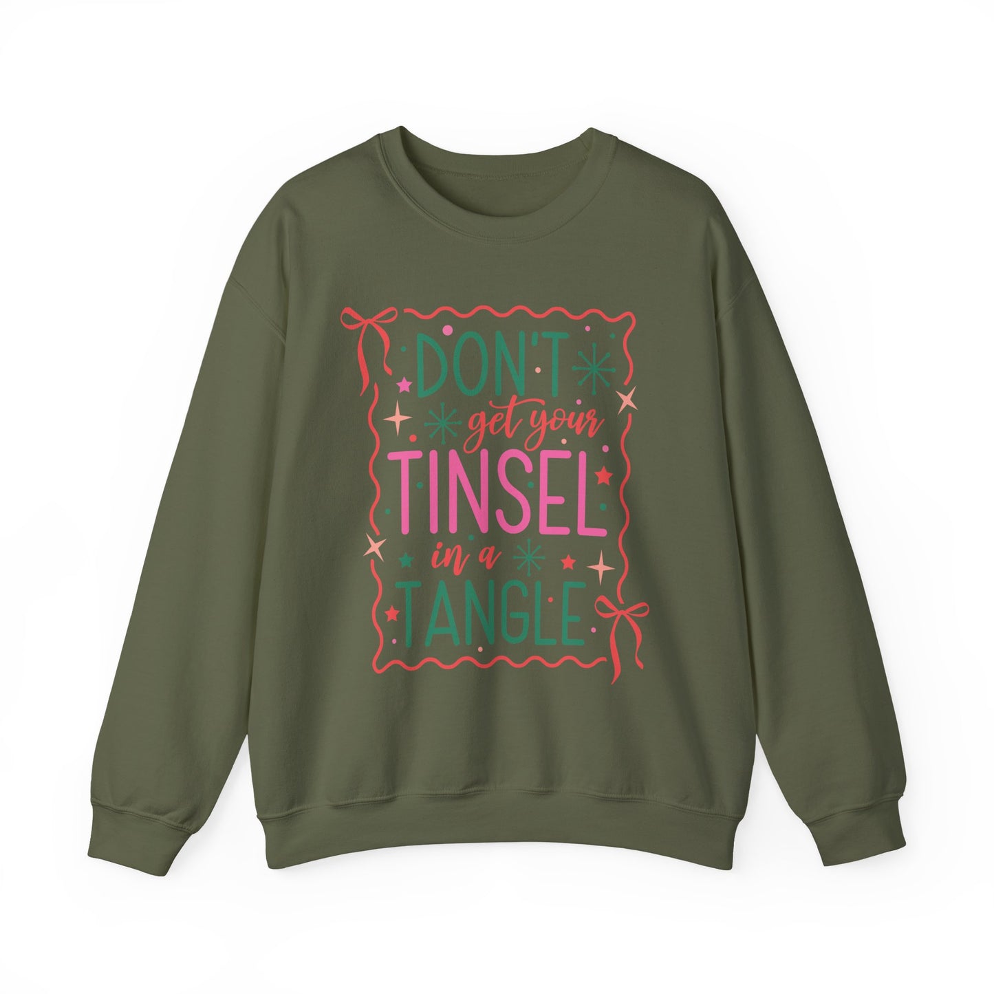 Holiday Cheer Crewneck Sweatshirt, Cozy Christmas Top, Funny Sweatshirt Gift, Tinsel Humor Sweatshirt, Unisex Winter Apparel