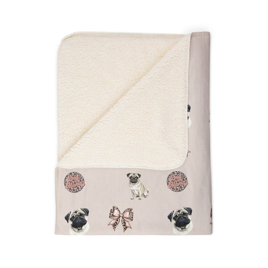 Pug Fleece Sherpa Blanket