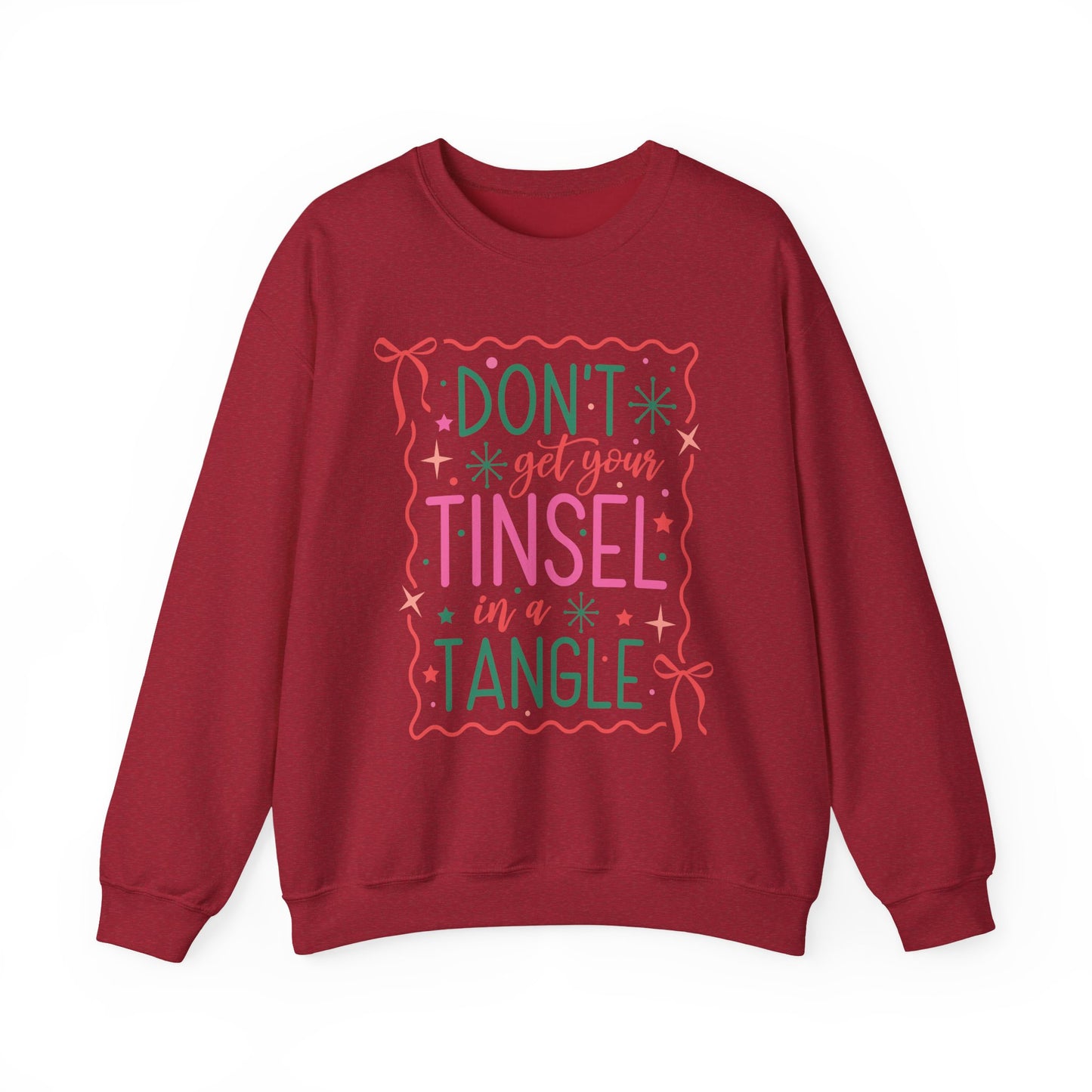 Holiday Cheer Crewneck Sweatshirt, Cozy Christmas Top, Funny Sweatshirt Gift, Tinsel Humor Sweatshirt, Unisex Winter Apparel