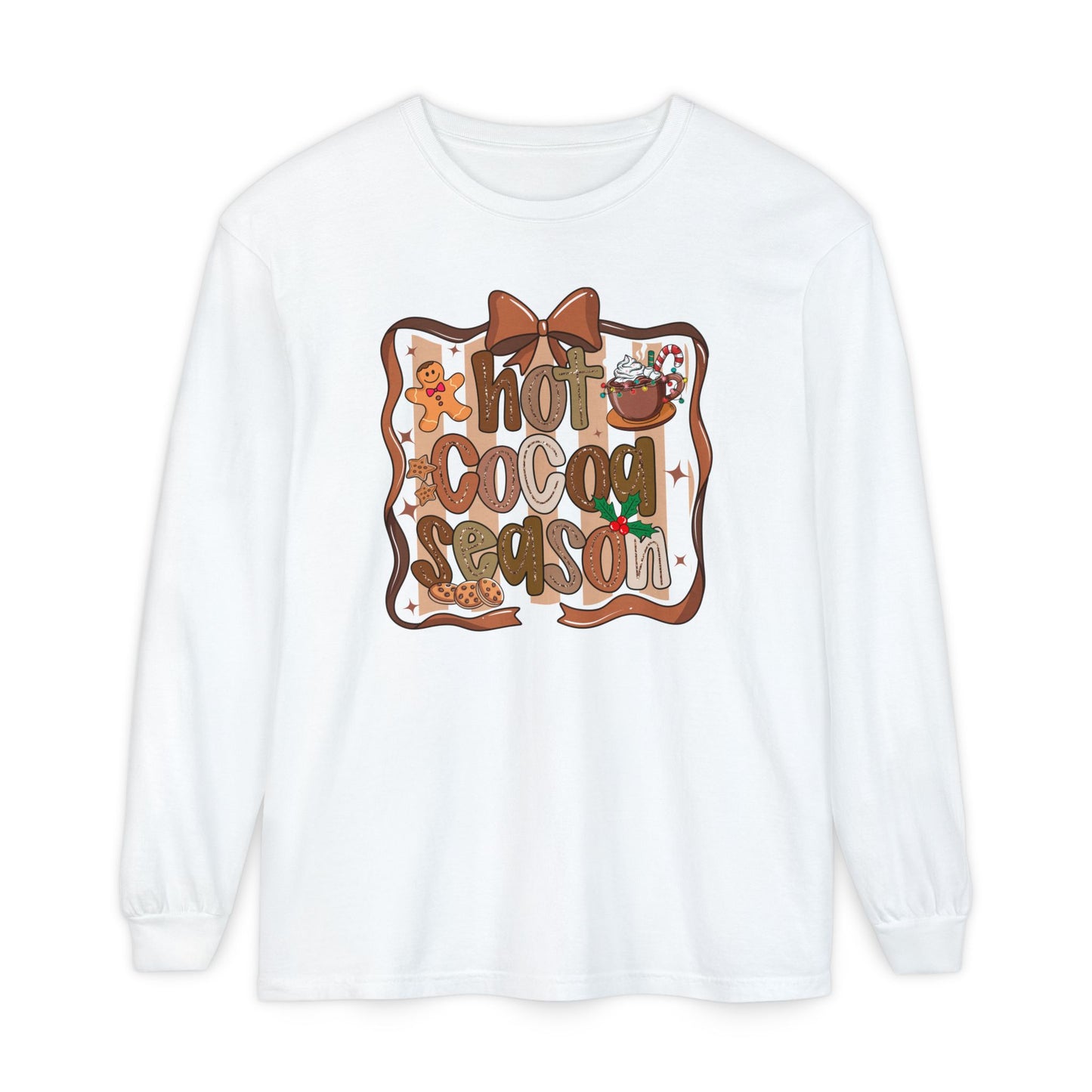Cozy Hot Cocoa Season Comfort Colors Long Sleeve Shirt