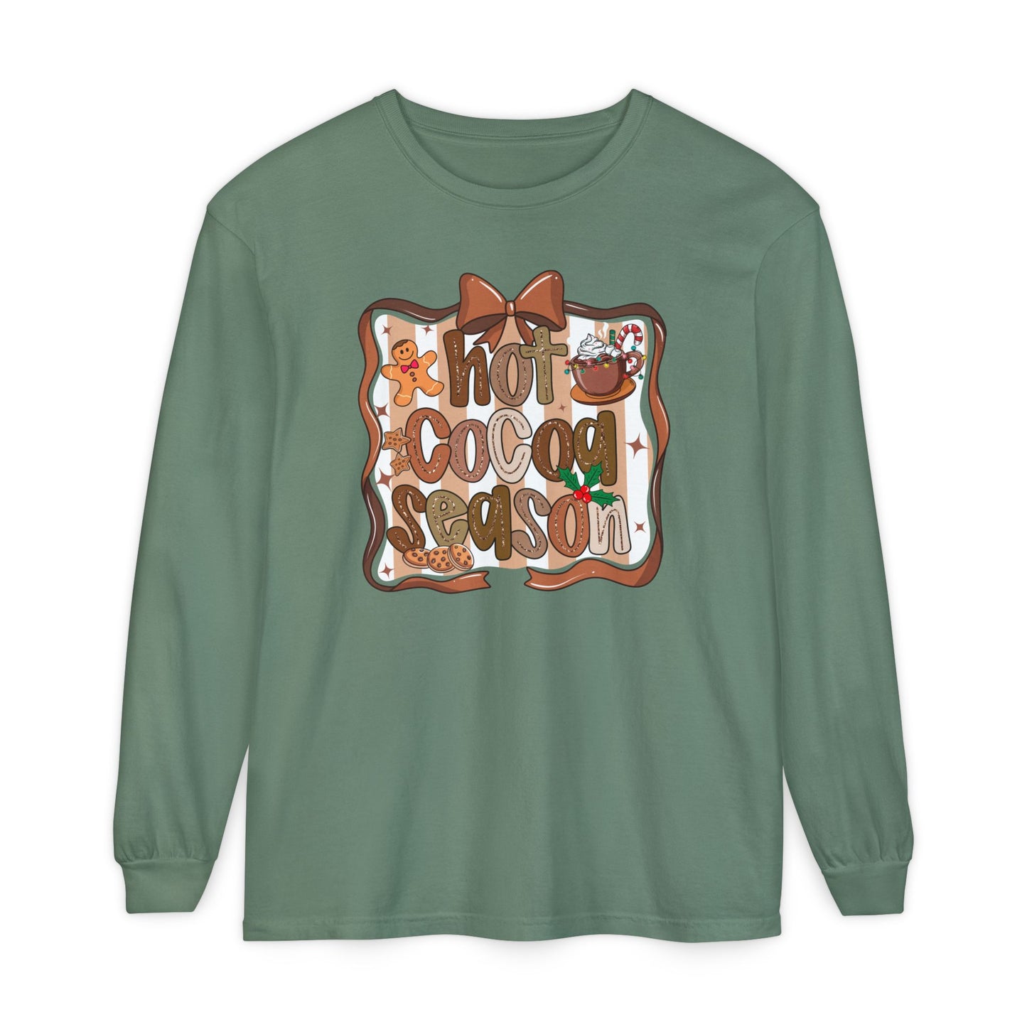 Cozy Hot Cocoa Season Comfort Colors Long Sleeve Shirt