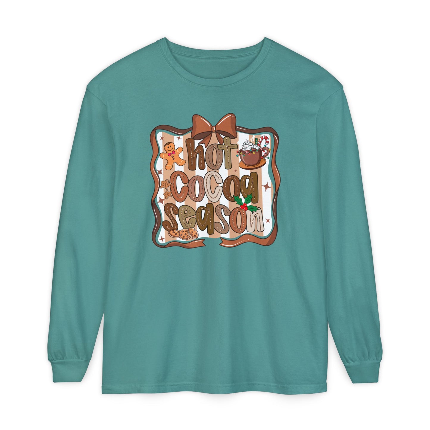 Cozy Hot Cocoa Season Comfort Colors Long Sleeve Shirt