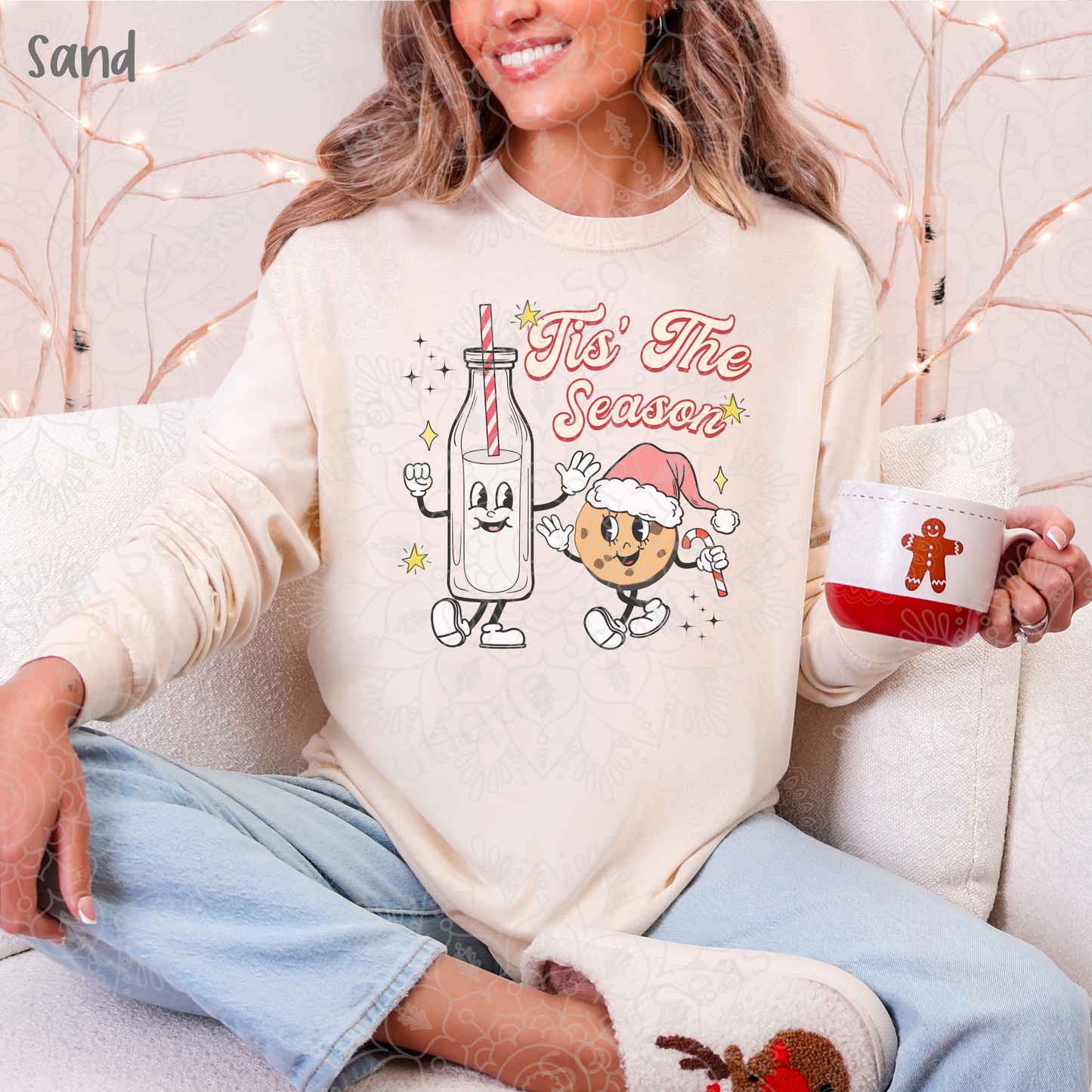 Milk and Cookies Santa Christmas Greeting Gildan Sweatshirt
