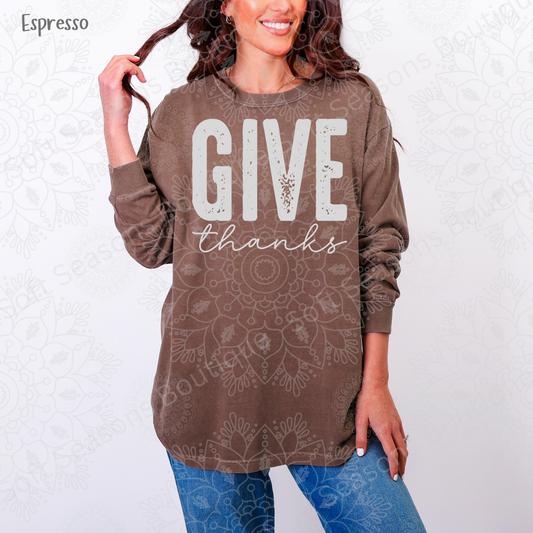 Give Thanks Long Sleeve Comfort Colors Shirt