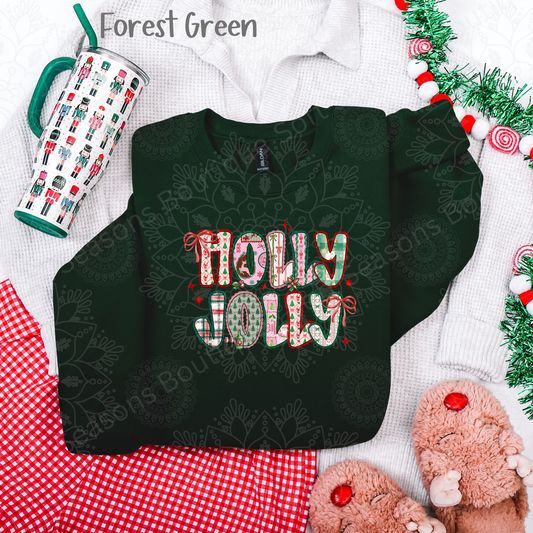 Holly Jolly Plaid Christmas Crewneck Gildan Sweatshirt