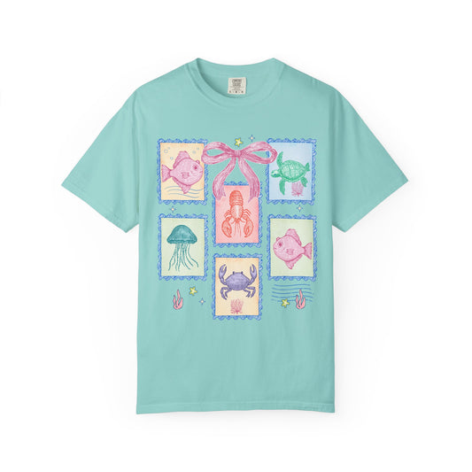 Preppy Marine Life Stamps Comfort Colors Tee