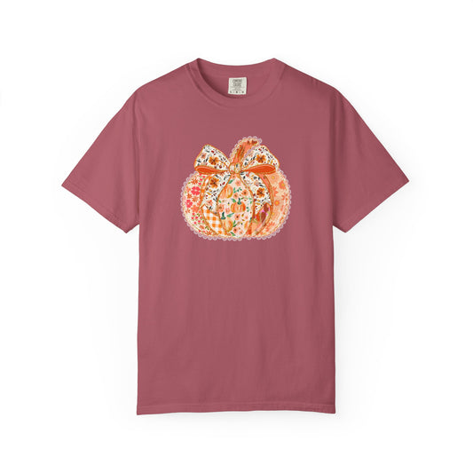 Quilted Lace Scalloped Pumpkin Printed Comfort Colors Tee