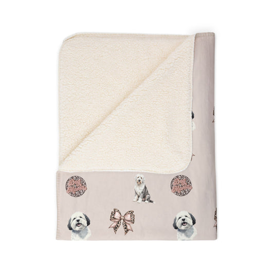 English Sheepdog Fleece Sherpa Blanket