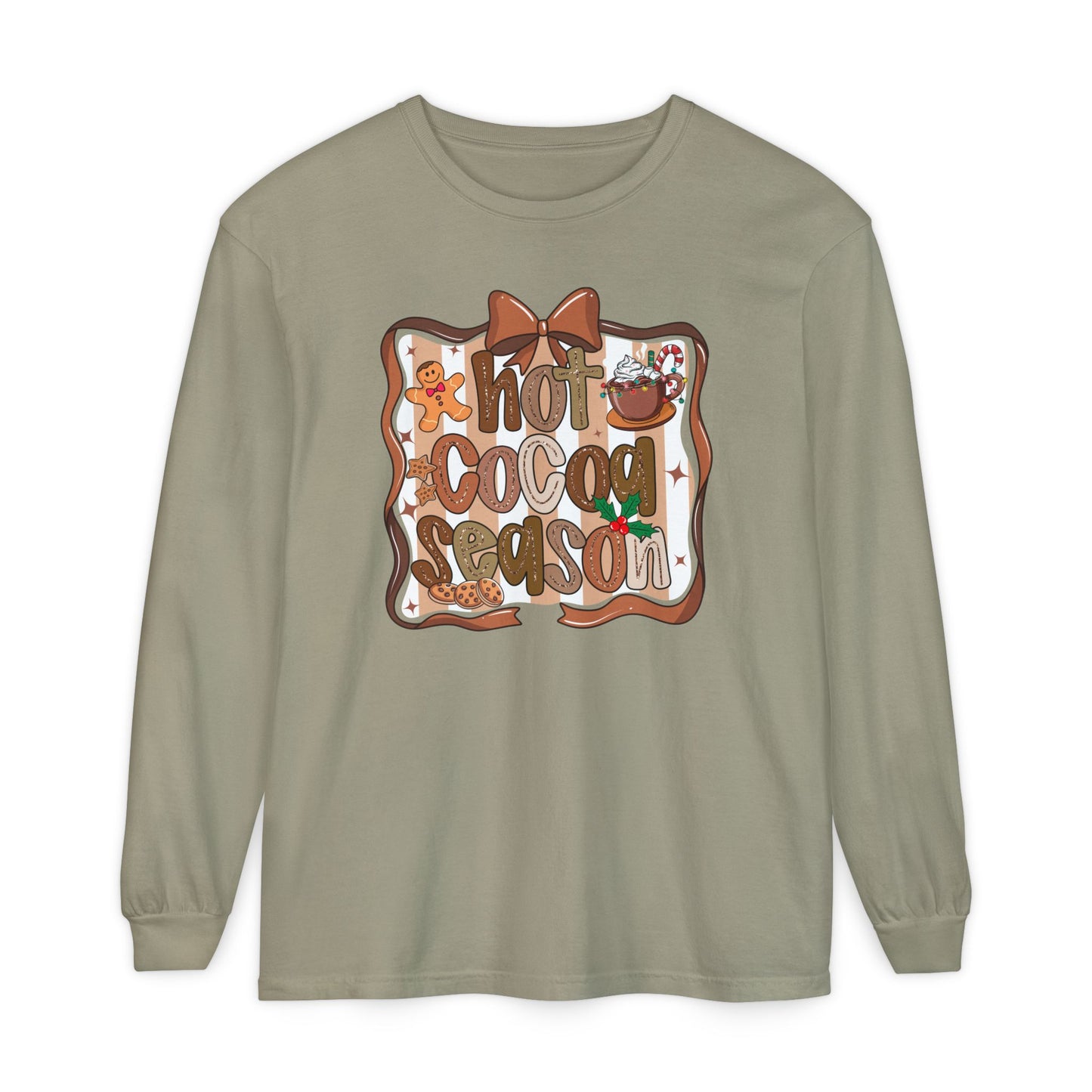 Cozy Hot Cocoa Season Comfort Colors Long Sleeve Shirt