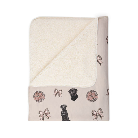 Black Lab Fleece Sherpa Blanket