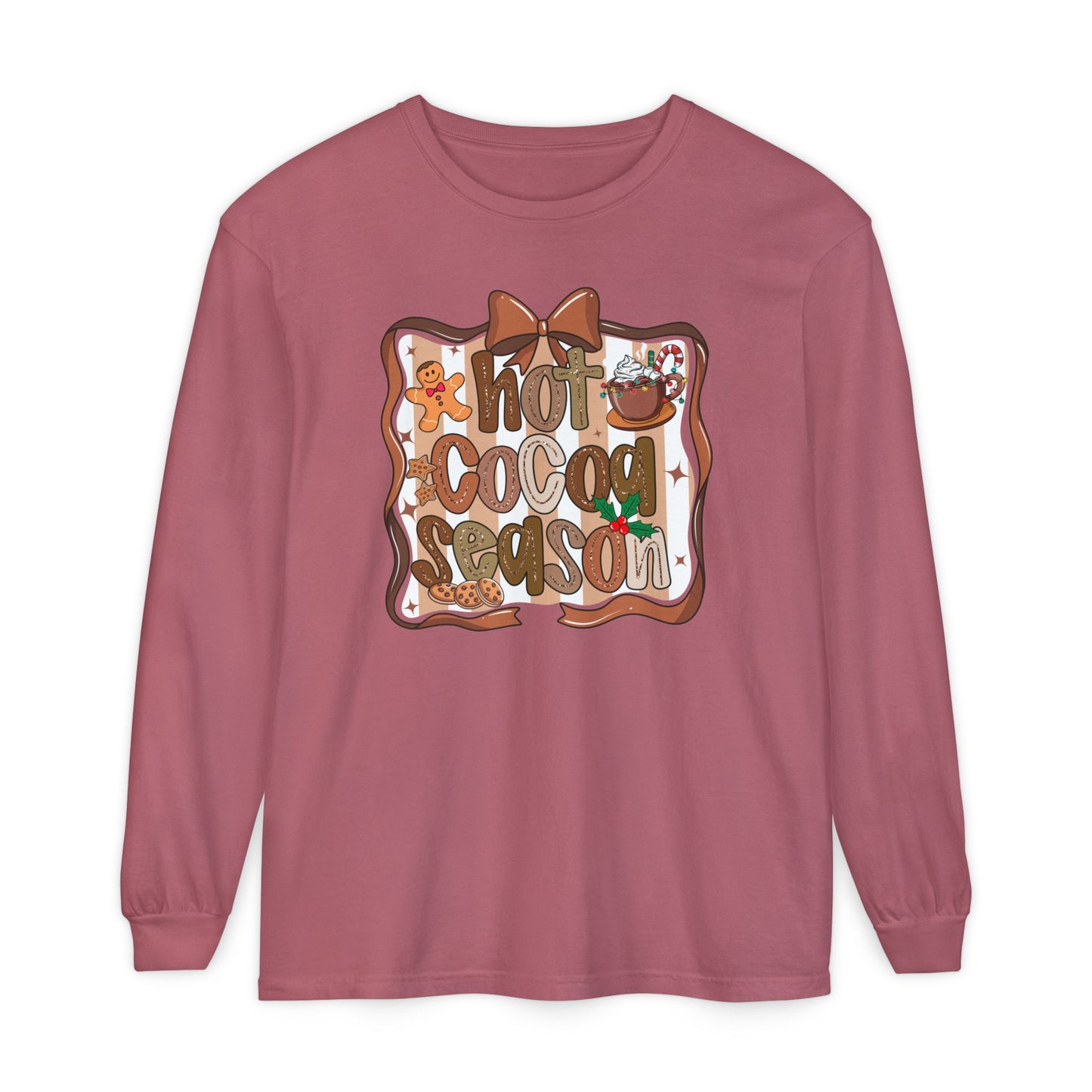 Cozy Hot Cocoa Season Comfort Colors Long Sleeve Shirt