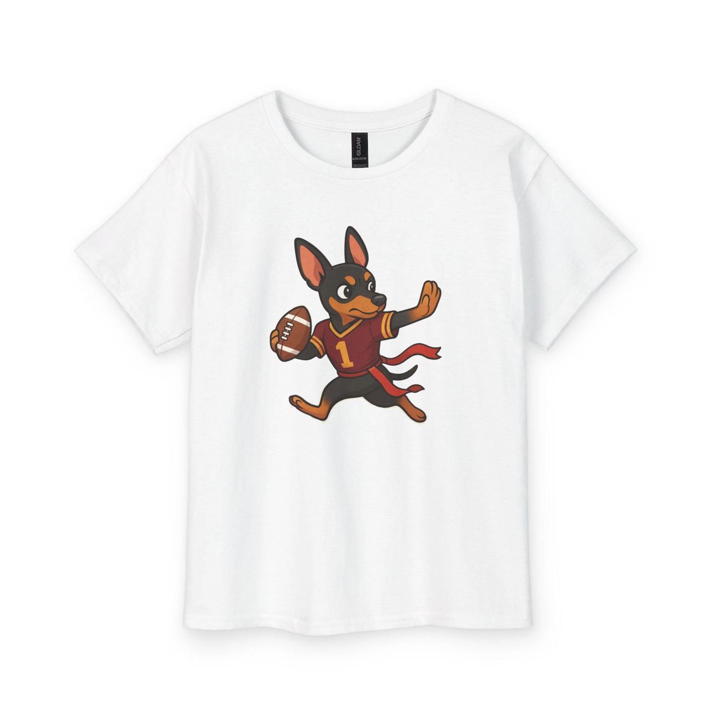 Youth Tee — Running Doberman Football Kids Shirt