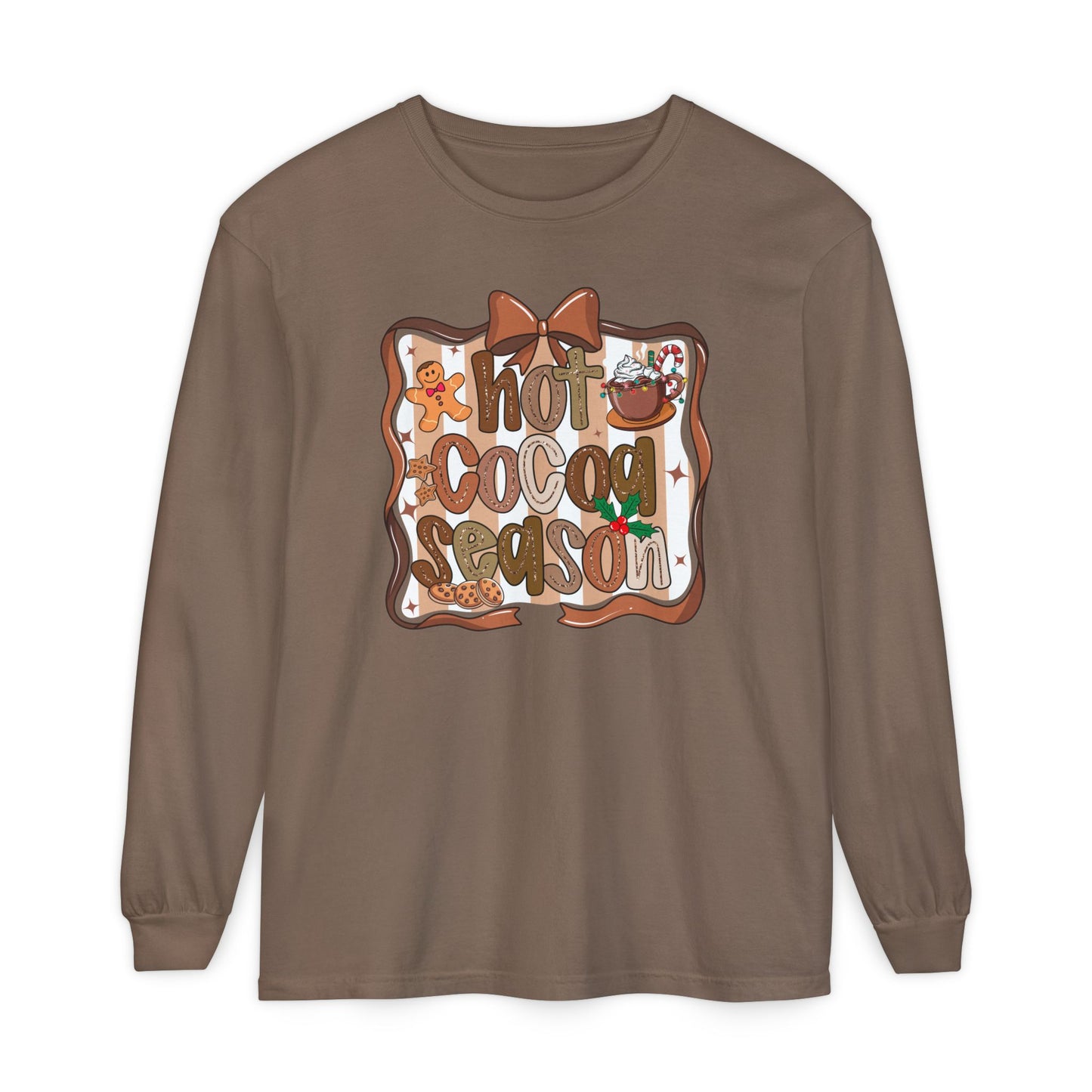 Cozy Hot Cocoa Season Comfort Colors Long Sleeve Shirt