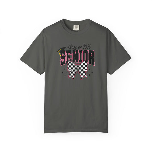 Class of 2026 Senior Checkered Bow Comfort Colors Tee