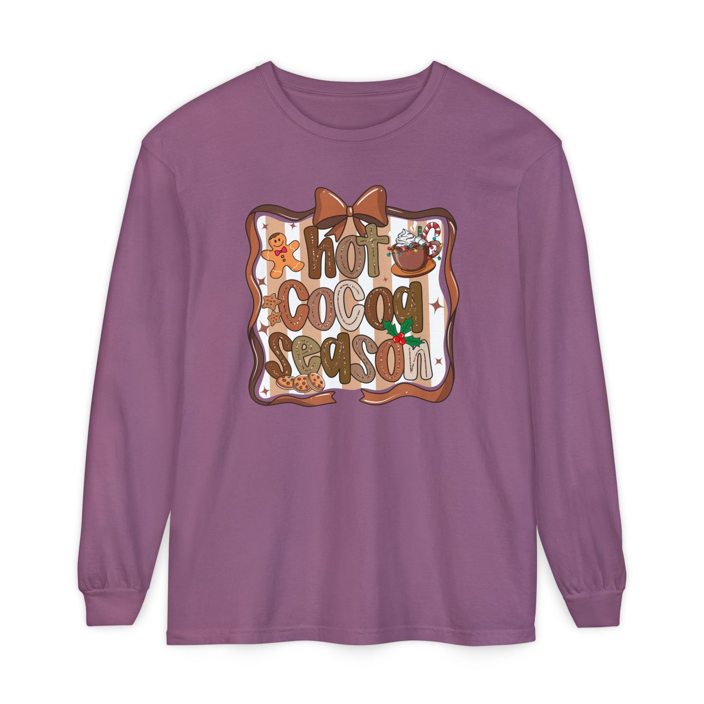 Cozy Hot Cocoa Season Comfort Colors Long Sleeve Shirt