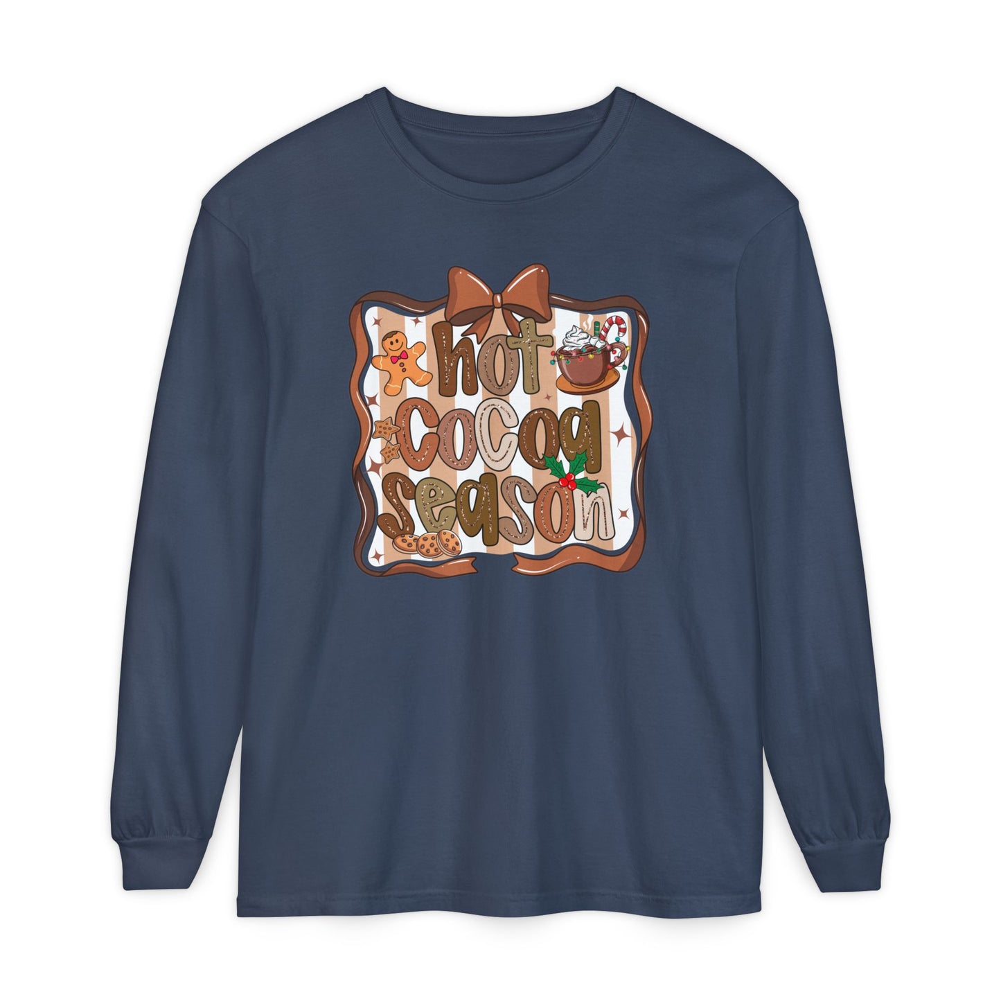 Cozy Hot Cocoa Season Comfort Colors Long Sleeve Shirt