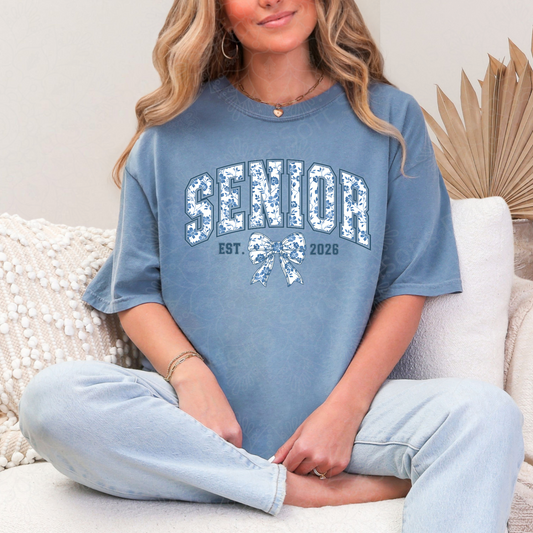 Senior 2026 Blue Chinoiserie Comfort Colors Tee